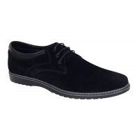 Pantofi barbati negri casual sport din piele naturala intoarsa GKR130NV